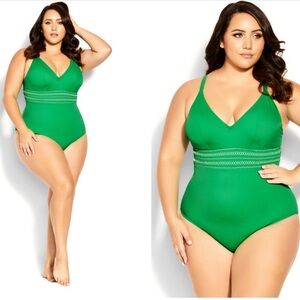 City Chic Green One-Piece Swimsuit